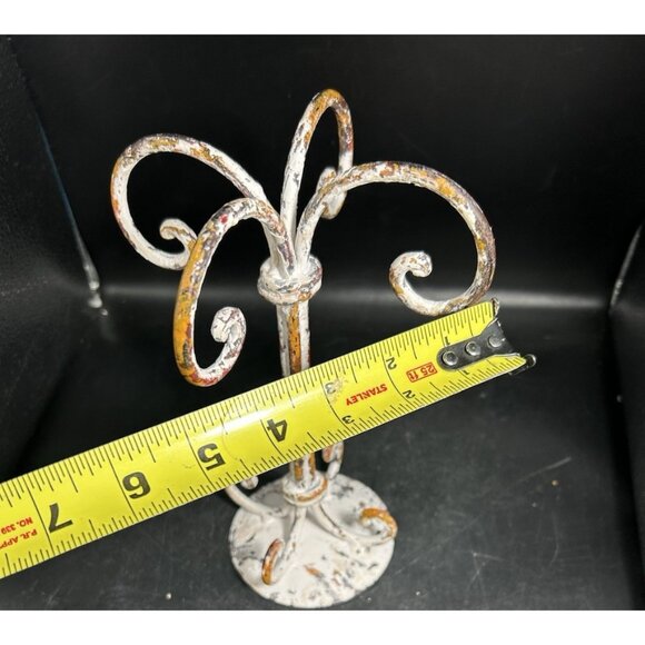 Vintage Iron Scroll Distressed Tabletop Coffee Mug Holder Shabby Chic Sturdy - Picture 7 of 8